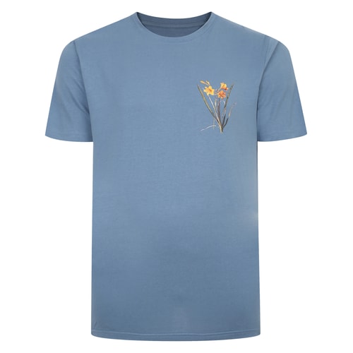 Bigdude Flower Print T-Shirt Light Blue